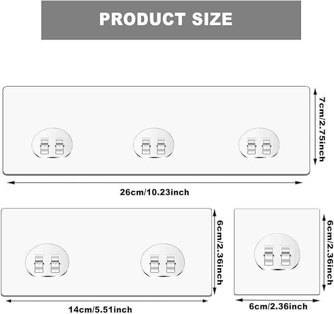 Package of 14, Replacement Hooks and Shelf Strips - No Drilling, Shower Organizer for Caddy, Basket and Rack Holders