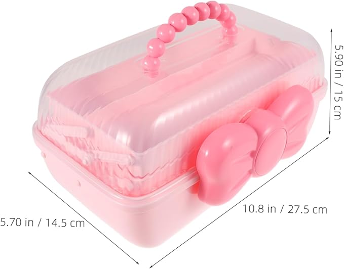 Versatile Hair Accessories Organizer Box for Girls Cute Three-layer Storage Container with Bow Decoration for Hair Clips Bows and Jewelry Home and Travel