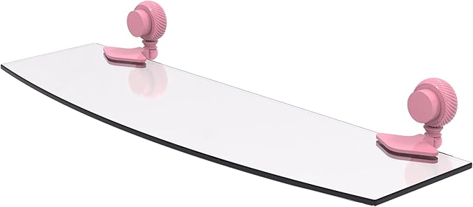 Allied Brass 433T/18-PNK Venus Collection 18 Inch Glass Shelf with Twist Accents, Pink