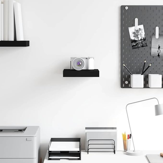 Honeycomb Floating Wall Shelf, Modern Black Decorative Display Shelf for Bedroom, Living Room, and Office, Small Wall Mounted Storage Organizer, Matte Finish, 9.3 x 9.1 Inch