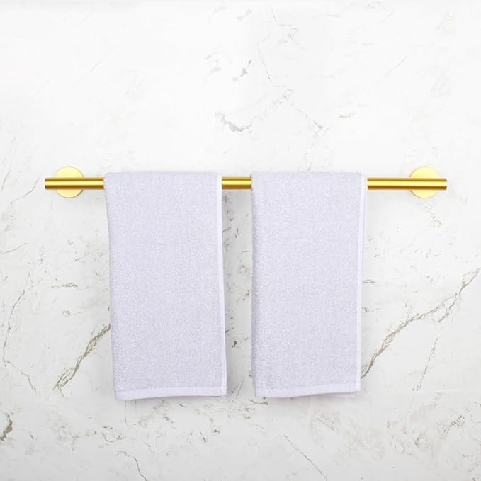 Stainless Steel 24-Inch Bathroom Single Towel Bar Gold Towel Holder, Wall Mount Towel Back Rod Hotel Style
