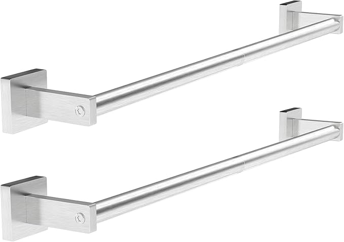 MKO Towel Bar for Bathroom, 24" Hand Towel Holder Rod with Metal, Towel Racks for Bathroom Hanger Wall Mounted for Kitchen, Brushed Nickel 2 Pack