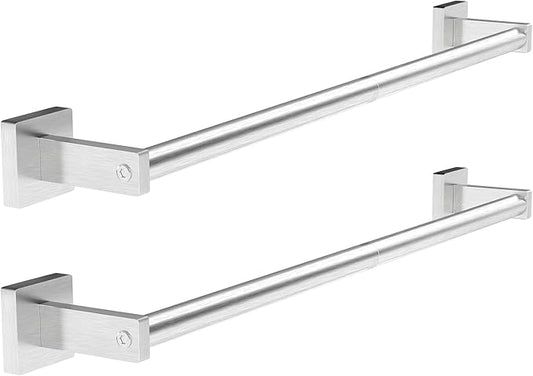 MKO Towel Bar for Bathroom, 24" Hand Towel Holder Rod with Metal, Towel Racks for Bathroom Hanger Wall Mounted for Kitchen, Brushed Nickel 2 Pack