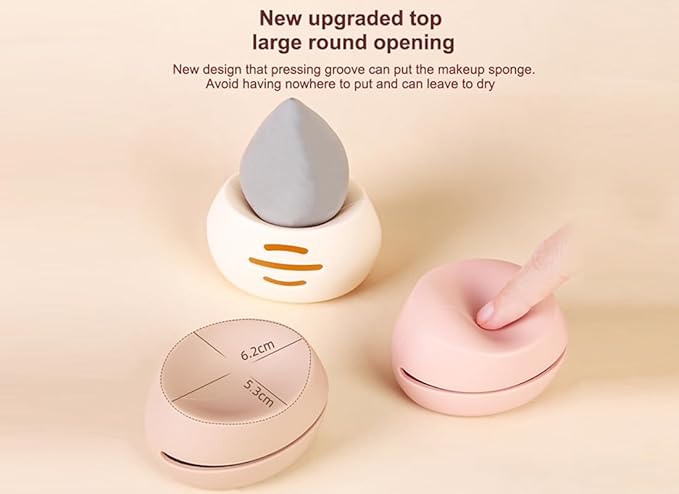 Womens Soft Silicone Travel or Daily Makeup Sponge Holder, Dust-proof Portable Cosmetic Face Makeup blender, Soft and Eco-Friendly Silicone Beauty Make up Organizer (1, Upgrade Cream white)