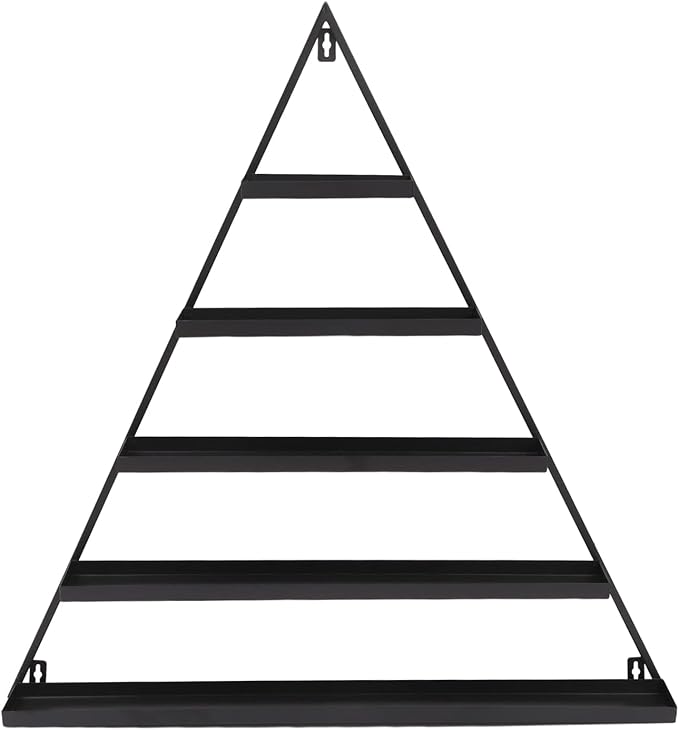 Metal Wall-Mounted Nail Polish Storage Racks,5 Tiers Triangular Nail Polish Organizer Wall,Cosmetic Display Perfume Holder Lipstick Wall Shelf for Nail Salon Shop Home (Black)