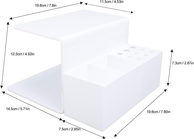 Asixxsix Eyelash Grafting Pillow Stand, Acrylic Eyelash Pillow Rack with Tape Dispenser Cutter, Warm Lash Extension Makeup Tool Display Cabinet Shelves, for Eyelash Salons (White)