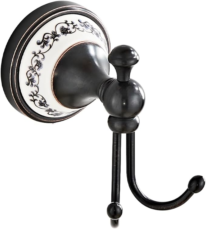 Black Bronze Brass Bath Towel Hooks Wall Mounted Bathroom Clothes Hook,Antique Brass Horn Shape Curved Towel Hooks
