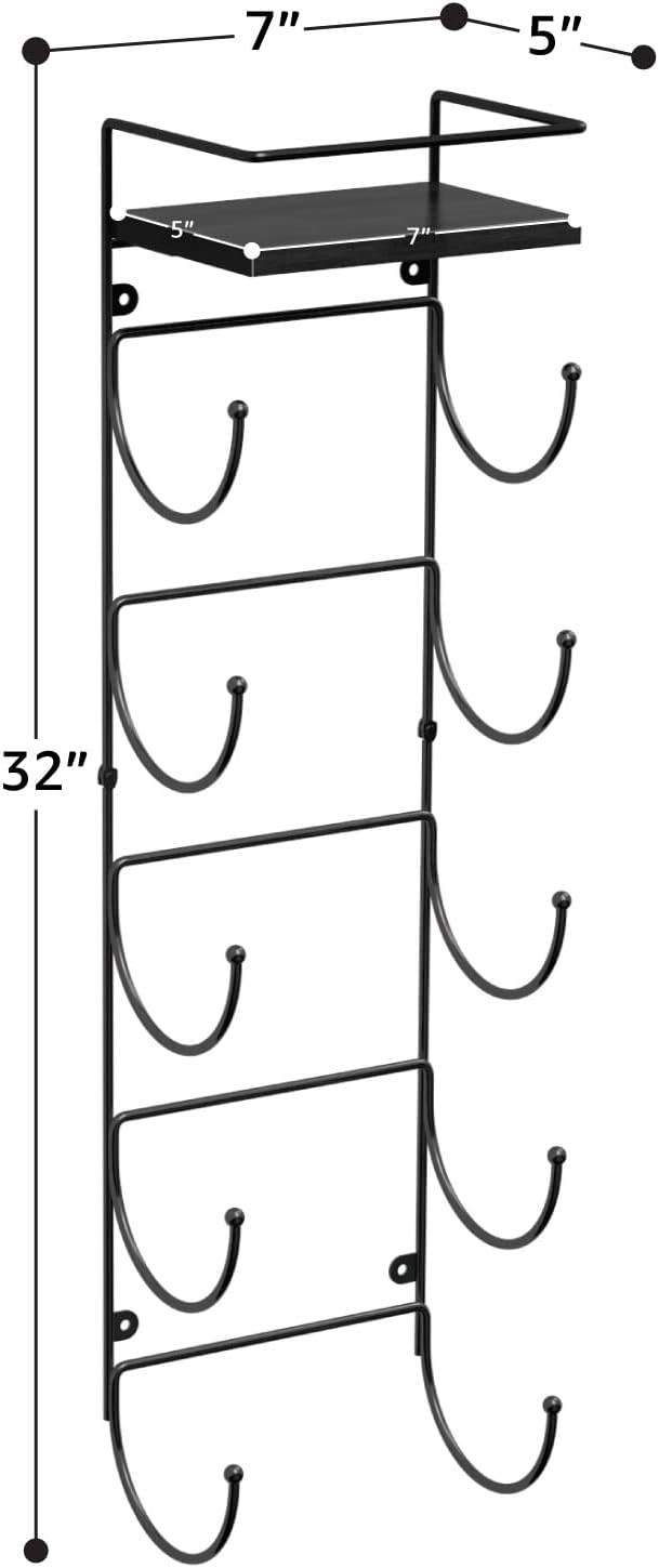 Sorbus Bathroom Towel Holder - 5 Tier Metal Towel Rack with Wood Shelf for Rolled Bath Towels, Washcloths, Linens, Hand Towels, Soaps & Accessories - Wall Mounted Towel Rack for Bathroom Towel Storage