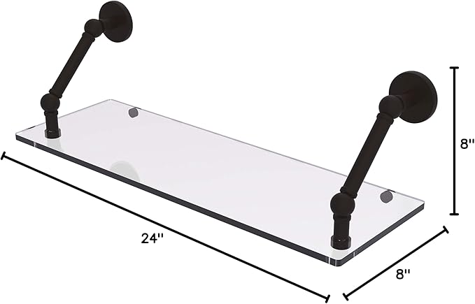 Allied Brass P1000-1-24 Prestige Skyline Collection 24 Inch Floating Glass Shelf, Oil Rubbed Bronze