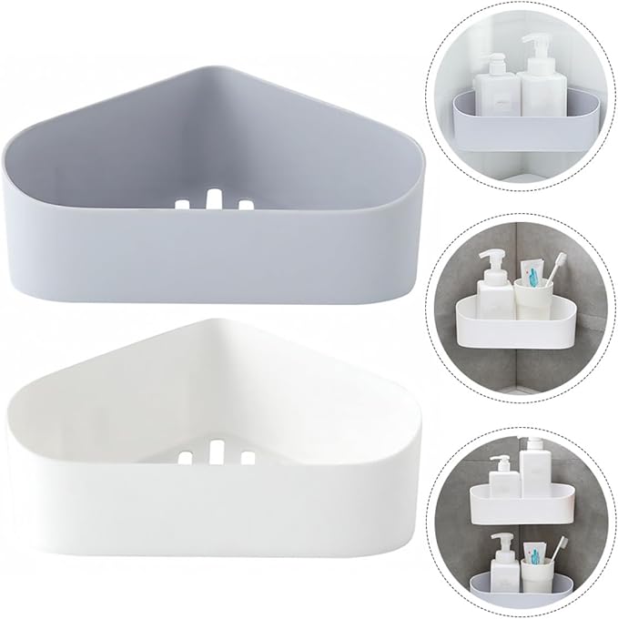 Garneck Wall-Mount Storage Rack Bathroom Shelf Organizer Kitchen Storage Shelf Plastic Draining Rack 2Pcs Set for Bathroom
