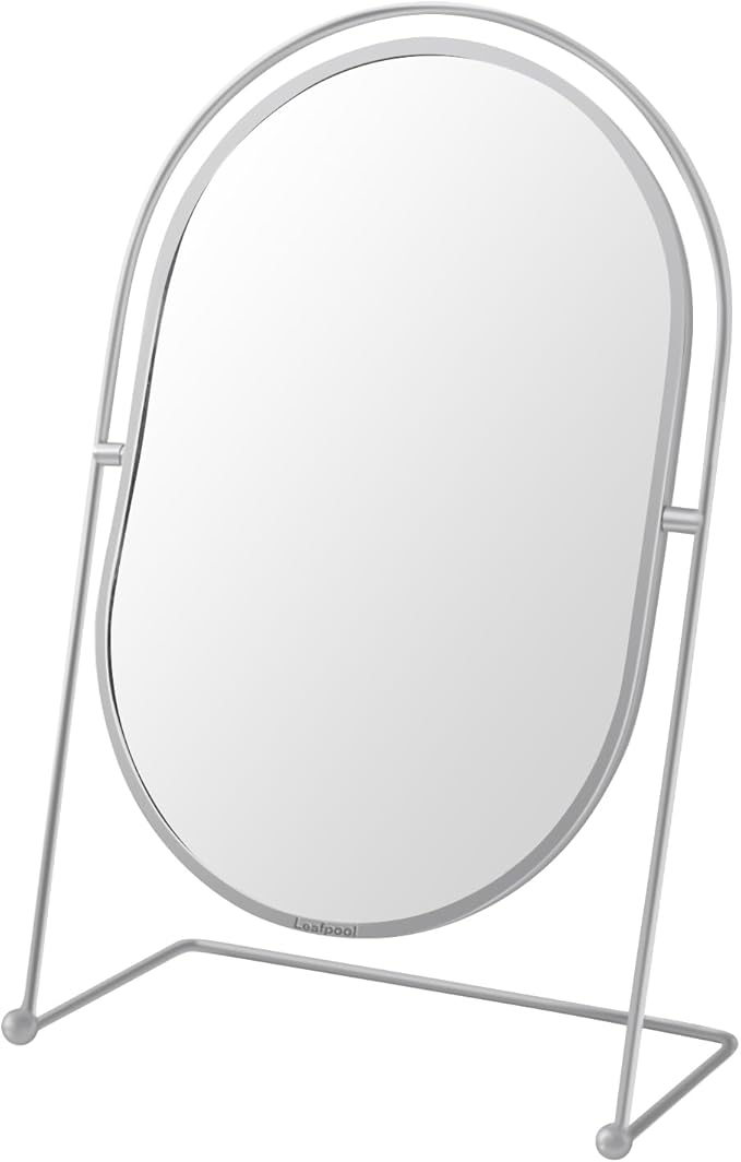 Tabletop Vanity Makeup Mirror, 360°Rotation Standing Desk Table Vanity Silver Make up Mirror for Bathroom or Bedroom