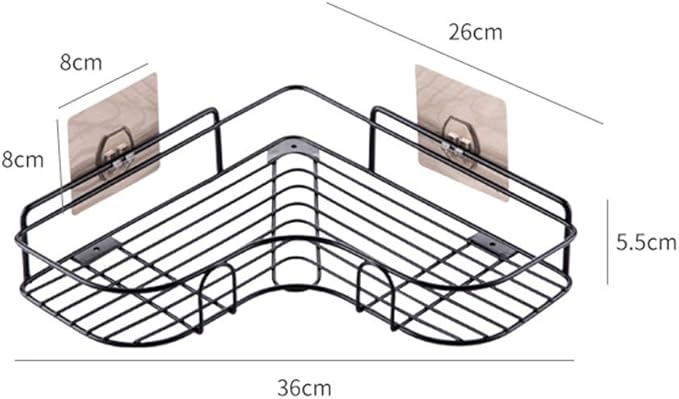 AGYH Bathroom Shelf Free Punch Corner Bathroom Wall Hanging Wrought Iron Triangle Kitchen Storage Rack (Color : Black)