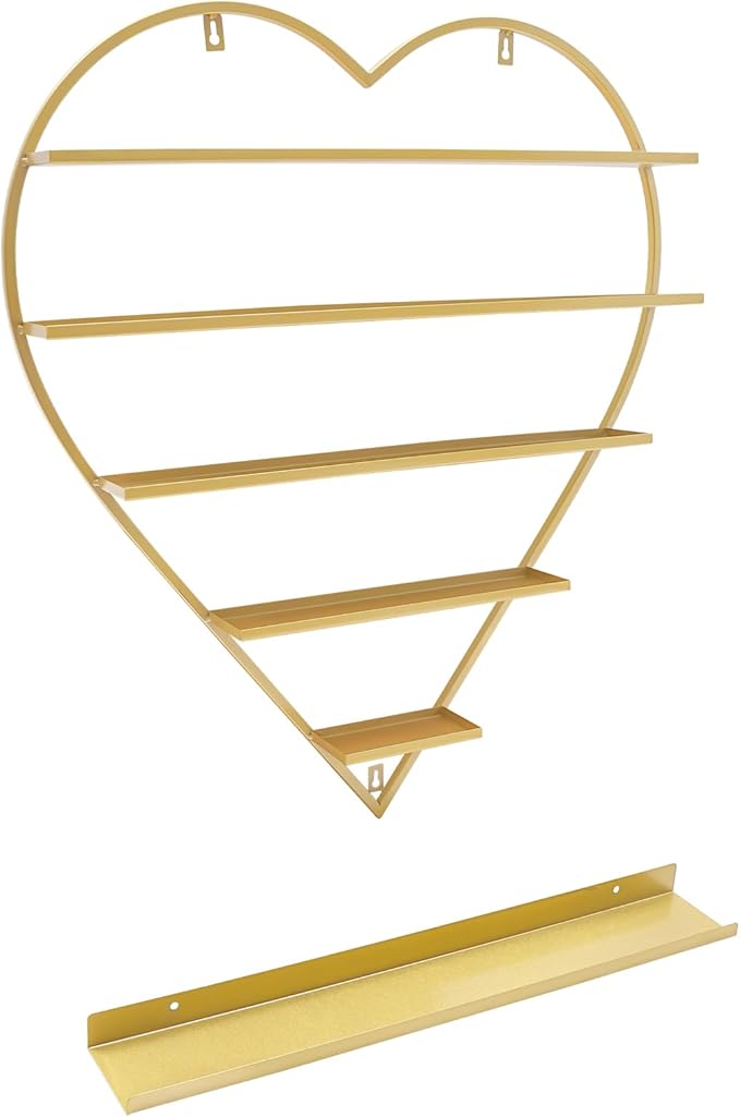 Nail Polish Storage Racks 5-Tier - Wall-Mounted Iron Display Rack for Nail Salons and Beauty Shops (Gold)
