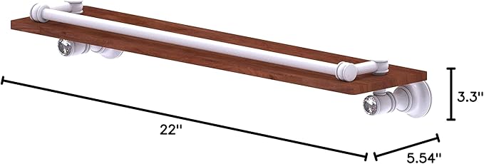 Allied Brass CC-1-22-GAL-IRW Carolina Crystal Collection 22 Inch Gallery Rail Wood Shelf, Matte White