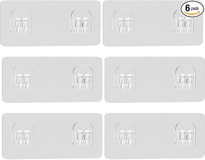 Lsnisni 6 Pack Shower Caddy Adhesive Replacement, Shower Adhesive Strips, Strong Adhesive Hooks, Waterproof Sticker, No Drilling, for Bathroom Shelf and Kitchen Racks