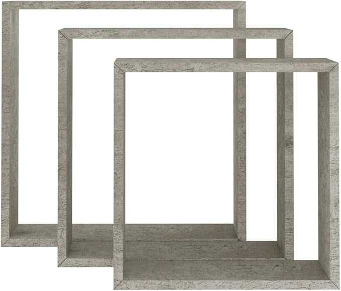 Wall Cube Shelves Set of 3 Concrete Gray Modern Floating Shelves Storage Display Organizer for Living Room Bedroom Office Decor