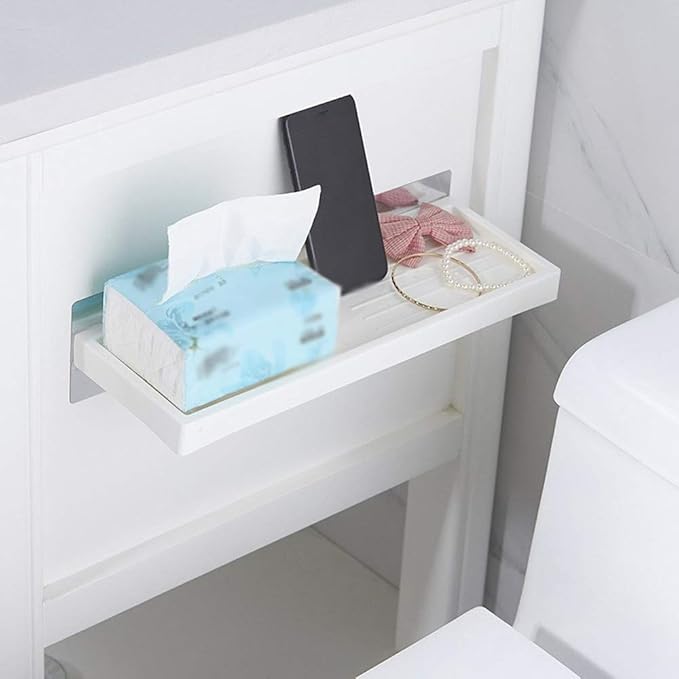 Practical Bathroom Storage Rack Punch-Free Plastic Bathroom Shelf Toilet Wall Hanging Storage Rack Bathroom Storage Shelfs (Color : Pink)