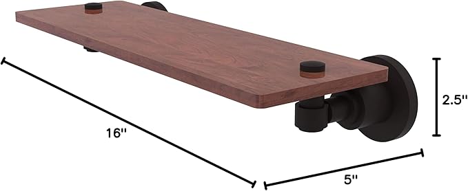 Allied Brass WS-1-16-IRW-ORB Washington Square Collection 16 Inch Solid IPE Ironwood Shelf, Oil Rubbed Bronze