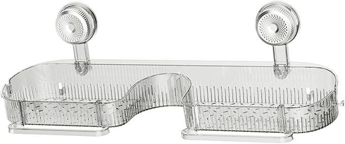 Removable Bathroom Storage Rack Suction Rack for Shampoo Bottles Kitchen Stand with Drain Holes Non-Slip Stand Rent-Friendly Bathroom Shelf