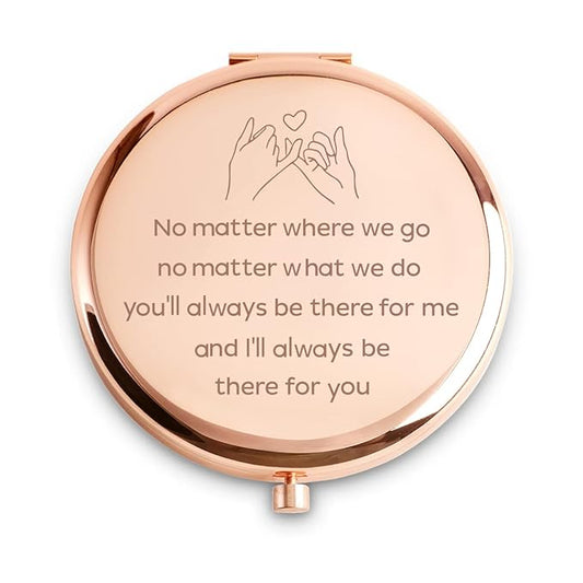 Friendship Gifts for Women Girls, Personalized Gifts for Friends BBF Bestie, Custom Compact Mirror for Birthday, Mothers Day, Graduation, Basket Stuffers