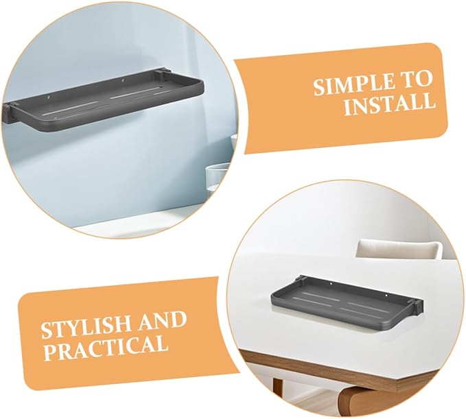 SOLUSTRE 2pcs Foldable Bathroom Shelf Wall-Mounted Storage Rack for Kitchen and Laundry Easy Installation Without Drilling Multipurpose Organizer for Bathroom Essentials