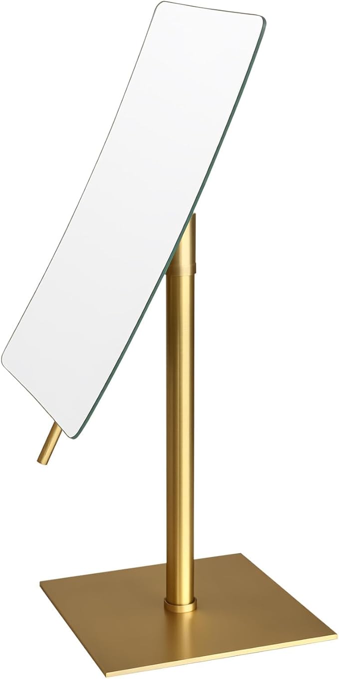 Bronze Table Standing Rectangular Vanity Makeup Mirror with 3X Magnification, Highly Adjustable, Crafted from 304 Stainless Steel, for Hotel Bathroom