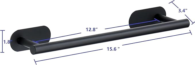 SEIDO Adhesive Towel Bar for Bathroom, 304 Stainless Steel Towel Holder Wall Mount, 16 Inch Towel Racks for Bathroom, No Drilling Needed, Matte Black