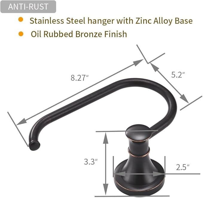 BESy Oil Rubbed Bronze Toilet Tissue Paper Holder Oil Rubbed Bronze Bathroom Accessories Toilet roll Paper Hanger, Wall Mounted, Rustproof