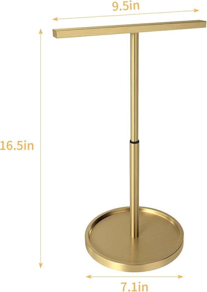 Hand Towel Holder Stand, T-Shape Countertop Hand Towel Stand for Bathroom Kitchen, Adjustable Hand Towel Holder, Gold