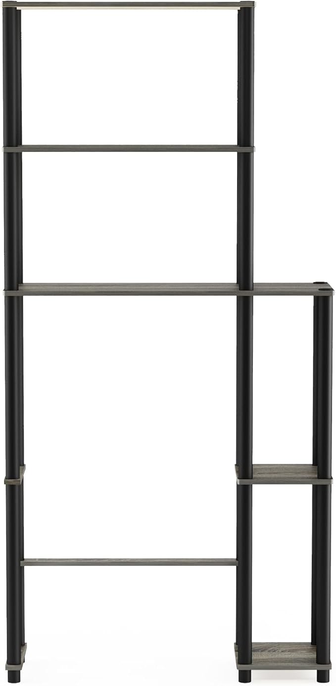 Furinno Turn-N-Tube Over The Toilet Storage, 5-Shelf Over The Toilet Organizer, Freestanding Space Saver Bathroom Shelf, for Bathroom Organizers and Storage, Grey Oak