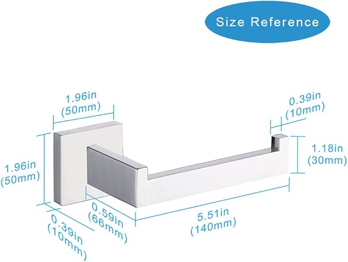 TASTOS Toilet Paper Holder Brushed Nickel 2 Pack, Toilet Tissue Roll Holders Dispenser and Hangers Wall Mounted for Bathroom & Kitchen, Stainless Steel Modern Square Style (Silver)