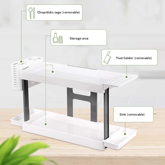 WFF Non-Perforated Kitchen Bathroom Shelf Floor Knife Rack Countertop Supplies Seasoning Kitchenware Storage (Color : C)