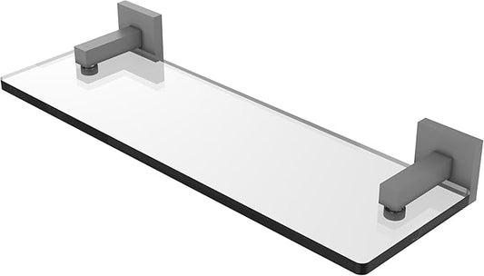 Allied Brass MT-1-16-GYM Montero Collection 16 Inch Glass Vanity Beveled Edges Shelf, Matte Gray