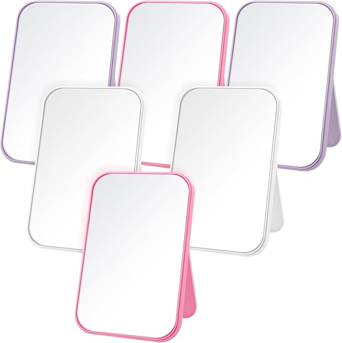DoubleFill 6 Pcs Spa Party Mirror Spa Party Supplies Sleepover Accessory Favors Makeup Mirror for Sleepover Slumber Birthday Favors Women Adults Princess Gift(Mixed Color)