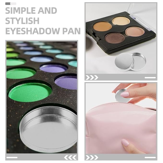 VOSAREA 30pcs Empty Round Metal Tin Palette Pans for Cosmetic Eyeshadow Blush and Lipstick 20mm Magnetic Organizer for DIY Makeup and Craft Projects