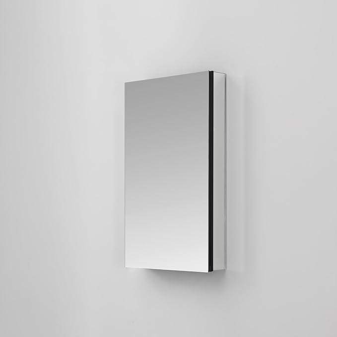 16 x 20 Inch Bathroom Mirror Cabinet, Medicine cabinets for Bathroom，3 Adjustable Shelves, Soft Close Hinges, 3X Movable Magnifier, Black Medicine Cabinet