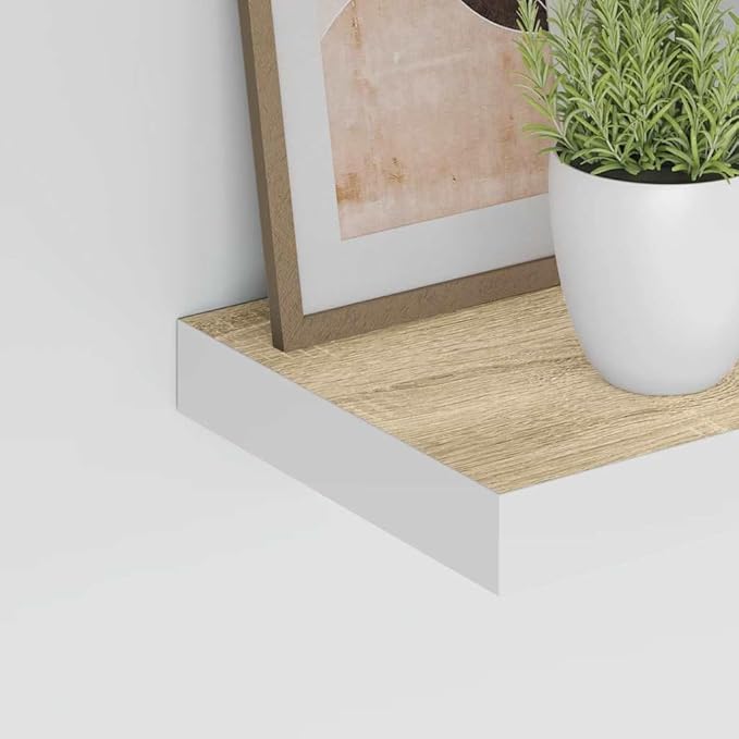 Set of 4 Floating Wall Shelves, Square Honeycomb Decorative Display Shelving for Living Room, Office and Bedroom, Matte White Wood MDF Storage Organizers