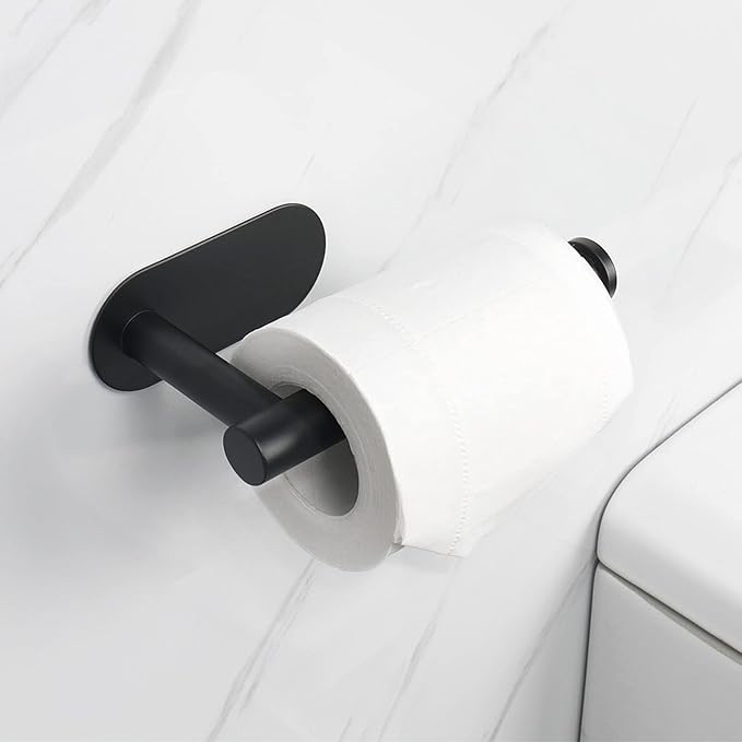 NearMoon Toilet Paper Holder Self Adhesive, Premium Thicken SUS304 Stainless Steel Rustproof Adhesive Toilet Roll Holder no Drilling for Bathroom, Kitchen, Washroom (4 Pack, Matte Black)