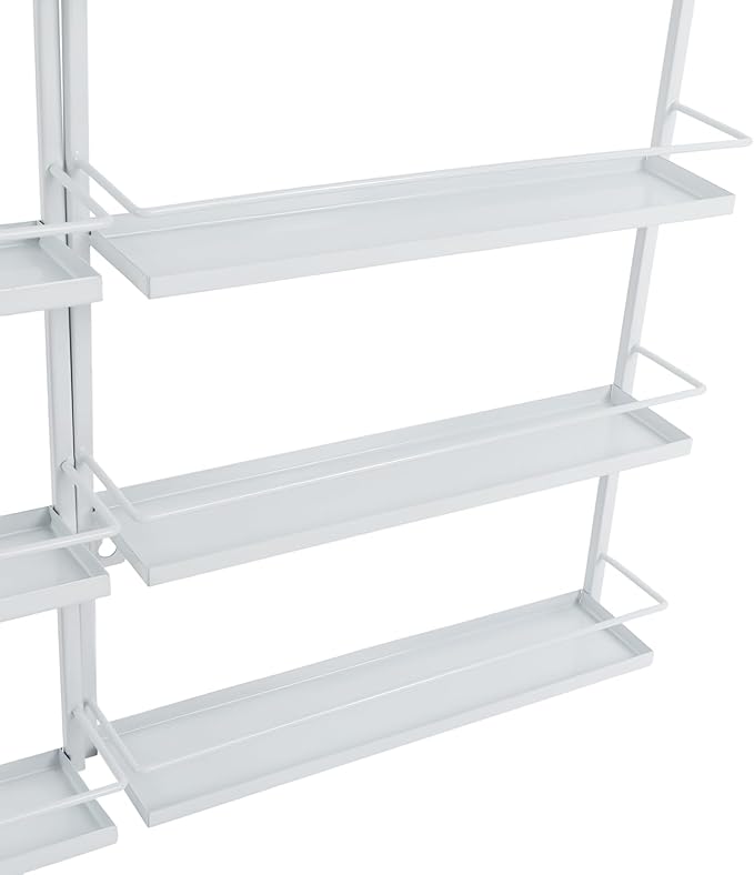 Wall-Mounted Nail Polish Storage Racks Metal Nail Polish Holder 5 Tiers Salon Wall Shelf Organizer Wall Shelf for Nails Salons, Beauty Shops, Stores (1 Middle Rack, 2 Side Racks, White)
