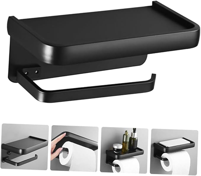 IMIKEYA Wall Phone Holder Punch-Free Bathroom Storage Rack Aluminum Phone Shelf for Toiletries and Cosmetics Easy Installation Suitable for Bathroom and Kitchen