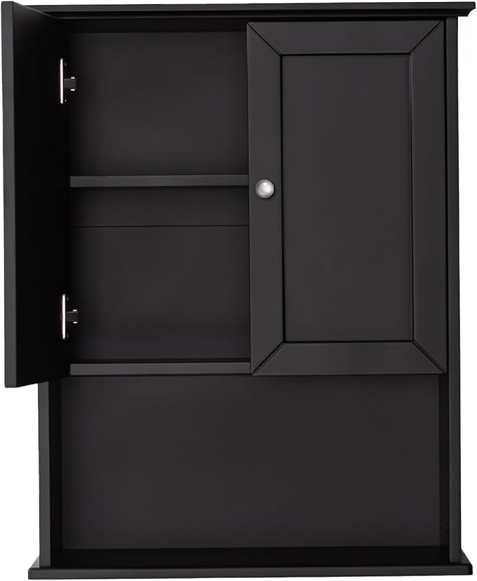 VANIRROR Black Wall Cabinet 24x30 Inch Wooden Over The Toilet Storage Cabinets with 2 Doors, Above Toilet Storage Medicine Cabinets for Bathroom Laundry Room Bedroom Kitchen