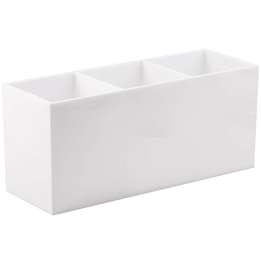 Tbestmax Makeup Brush Holder Organizer Cosmetic Brushes Container Storage 3 Slots - Great for Vanity (White)