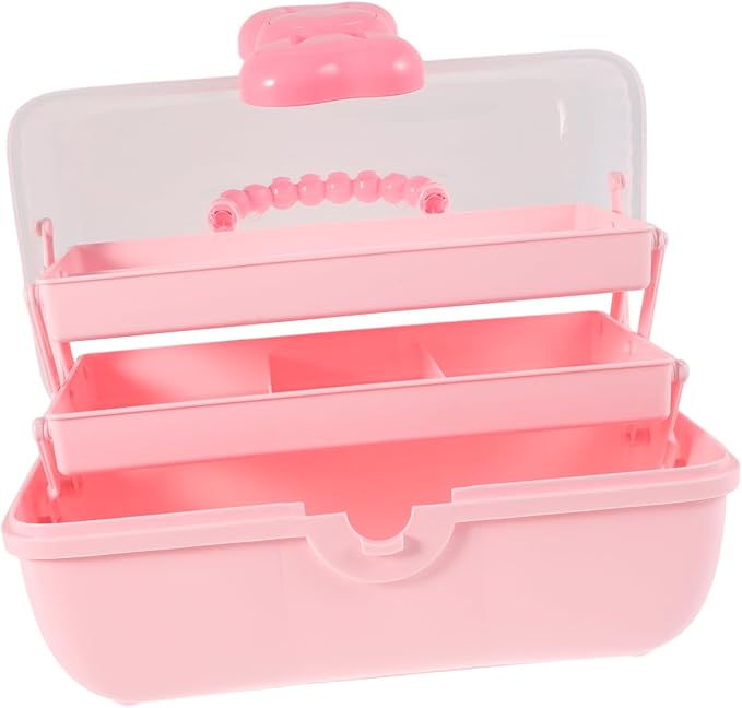 Versatile Hair Accessories Organizer Box for Girls Cute Three-layer Storage Container with Bow Decoration for Hair Clips Bows and Jewelry Home and Travel