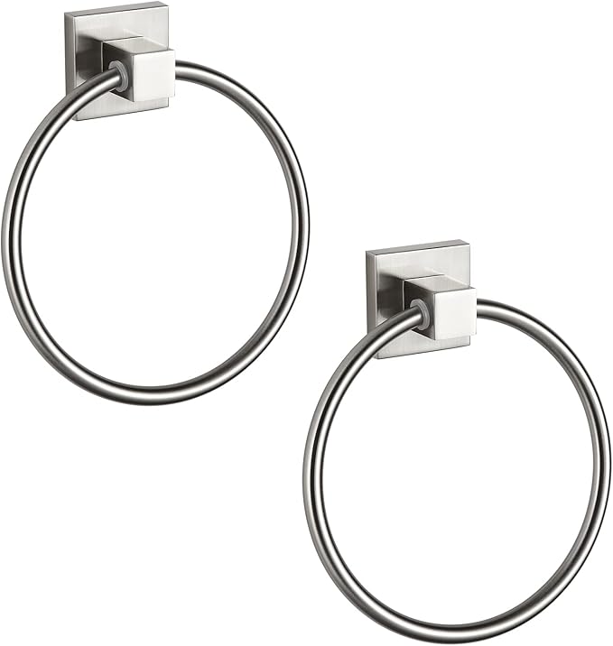 BVL Towel Ring Brushed Nickel, Hand Towel Holder Ring Hanger for Bathroom Kitchen ,Metal Round Towel Holder Wall Mounted Towel Rack,2 Pack 206322