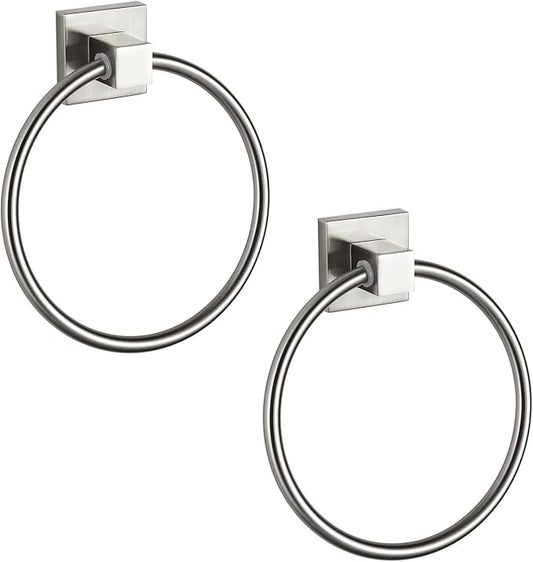 BVL Towel Ring Brushed Nickel, Hand Towel Holder Ring Hanger for Bathroom Kitchen ,Metal Round Towel Holder Wall Mounted Towel Rack,2 Pack 206322