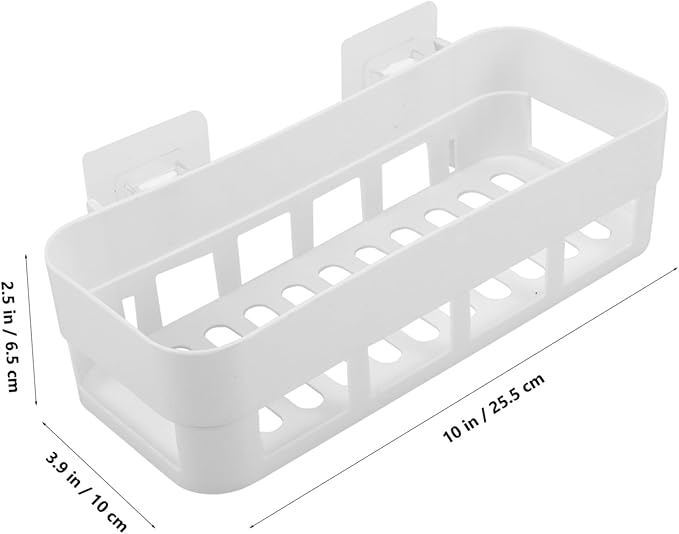 Hemobllo 3-Piece Wall-Mounted Storage Rack Adhesive Bathroom Shelf Organizers White Rectangular Design for Toiletries No Drilling Required for Kitchens and Bathrooms