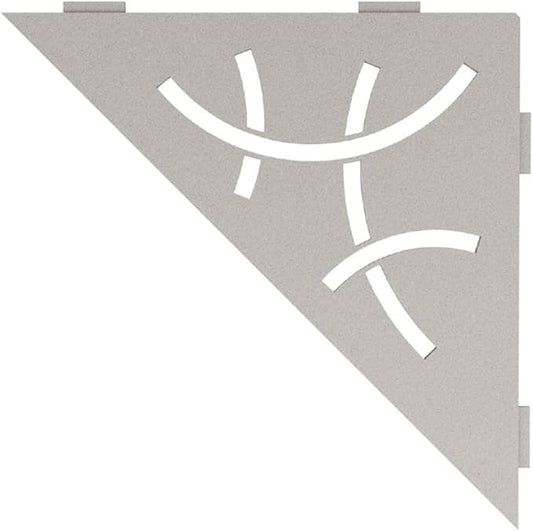 Schluter Triangular Corner Shelf for Tiled Walls - Curve Design, Aluminum Material, Greige Finish, 3/32" Thick Anchoring Tabs - SES1D6TSBG