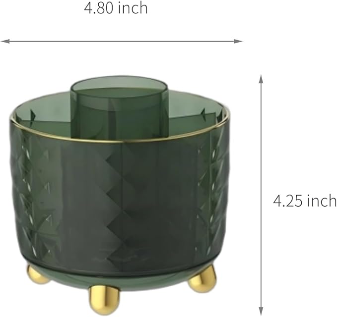 360° Rotating Makeup Organizer, Spinning Cosmetic Storage Tower with 5 Shelves, for Desktop Vanity Organizer, Bathroom and Stationery (Dark Green)