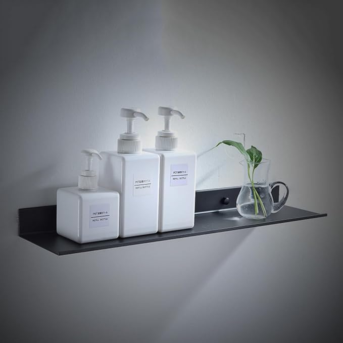 Bathroom Shelf Single Layer Wall Mount Floating Storage Rack in Space Aluminum Rustproof Design for Efficient Bathroom Organization