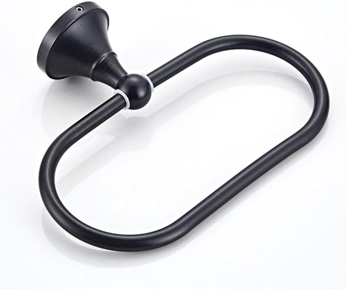 Antique Brass Oval Towel Ring 8.26'' /21cm Bathroom Towel Hanger Cabinet Towel Holder for Bathroom Kitchen Accessories Wall Mounted (Black)